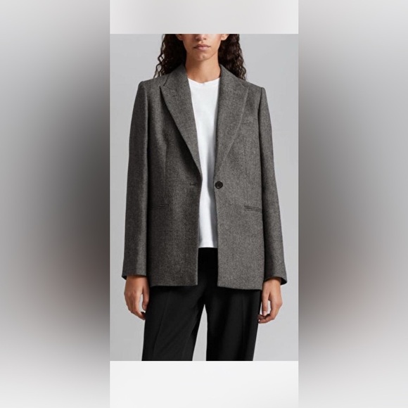 & Other Stories Paris Atelier women’s 12 gray herringbone blazer Italian fabrics - Picture 9 of 9